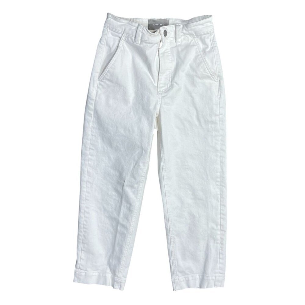 Everlane White Jeans STAIN Women's Straight Cropped Short Size 0 (READ)